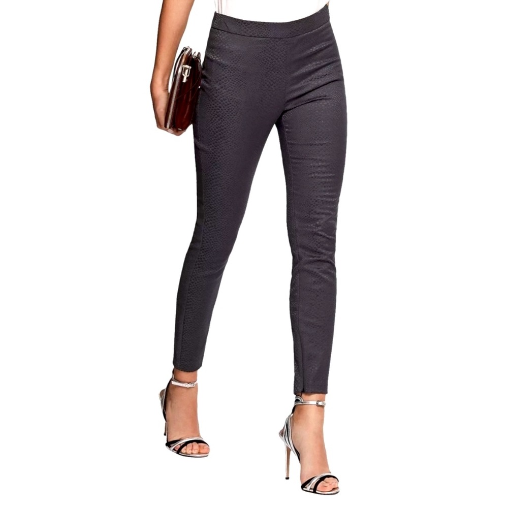 Reiss Phillie Jacquard Skinny Slim Fit Cropped Trousers Gray